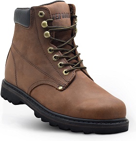 EVER BOOTS"Tank" Men's Soft Toe Oil Full Grain Leather Work Boots Construction Rubber Sole